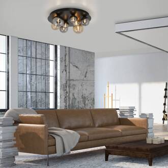 Paul Neuhaus plafondlamp Popsicle, glas, Ø 48 cm, G9 zwart, amber, rookgrijs