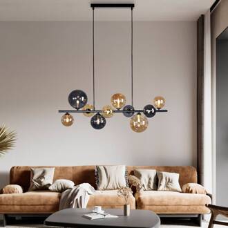 Paul Neuhaus Popsicle hanglamp, glas, 85 cm lang, G9 zwart, amber, rookgrijs