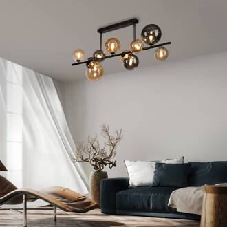 Paul Neuhaus Popsicle plafondlamp, glas, 85 cm lang, G9 zwart, amber, rookgrijs