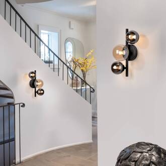 Paul Neuhaus Popsicle wandlamp, zwart, glas, 29 cm, G9 zwart, amber, rookgrijs