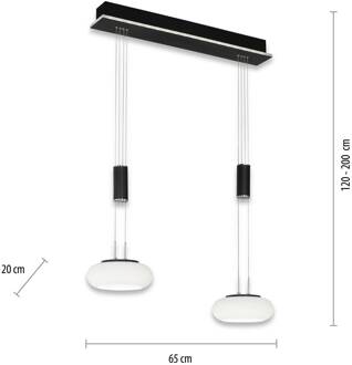 Paul Neuhaus Q-ETIENNE LED hanglamp 2-lamps, zwart zwart, wit