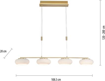 Paul Neuhaus Q-ETIENNE LED hanglamp 4-lamps mat messing, wit