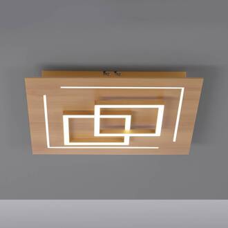 Paul Neuhaus Q-LINEA LED plafond houtdecor 40cm bruin, wit
