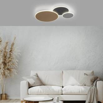 Paul Neuhaus Q-Piato LED plafondlamp 3-lamps messing, antraciet, grijs