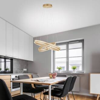 Paul Neuhaus Q-VITO LED hanglamp, 2 ringen mat messing, wit