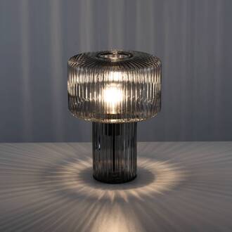 Paul Neuhaus Tafellamp Fungus van glas, gerookt rookgrijs