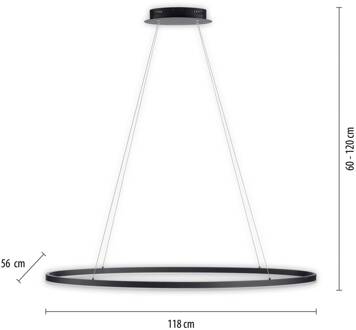 Paul Neuhaus Titus LED hanglamp, Oval 118x56cm antraciet