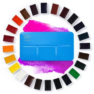 Paul Rubens Caroline 24 Kleuren Student Grade Solid Aquarel Set, Met Een Mentale Doos (Blauw), geschikt Voor Student En Kunstenaar