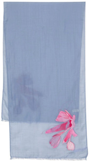 Paul Smith Blauw/Roze Wol Sjaal met Bloemenborduursel Paul Smith , Blue , Dames - ONE Size