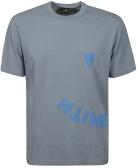 Paul Smith Blij Print Katoenen T-Shirt voor Heren Paul Smith , Blue , Heren - M,S,Xs