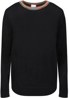 Paul Smith Comfortabele Merino Wol Sweatshirt met Artist Stripe Motief Paul Smith , Black , Dames - 2Xl,Xl,L