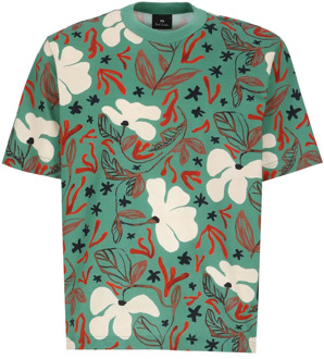 Paul Smith Emerald Green Sea Floral Print T-Shirt voor Heren Paul Smith , Green , Heren - S,Xs