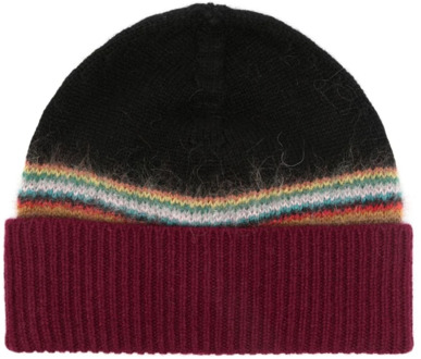 Paul Smith Gebreide wollen mutsen met streepdetails Paul Smith , Black , Heren - ONE Size