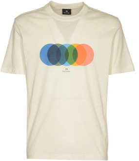 Paul Smith Heren Cirkel Print Beige T-shirt Paul Smith , Beige , Heren - 2Xl,Xl,L,M