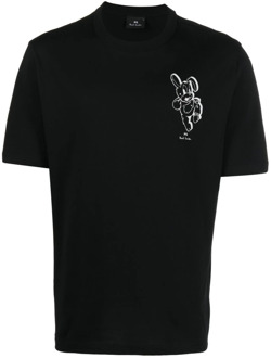 Paul Smith Konijn-Print Organisch Katoenen T-shirt Paul Smith , Black , Heren - S,Xs