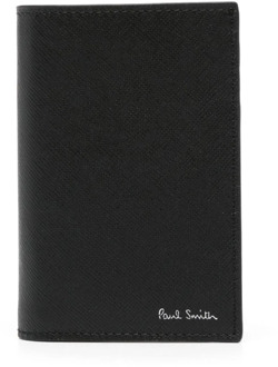 Paul Smith Zwarte Leren Portemonnee met Handtekening Streep Ballon Print Paul Smith , Black , Heren - ONE Size