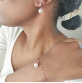 Pauline Crystal Pearl-set en doos - Kristal Wit en roségoud - One Size