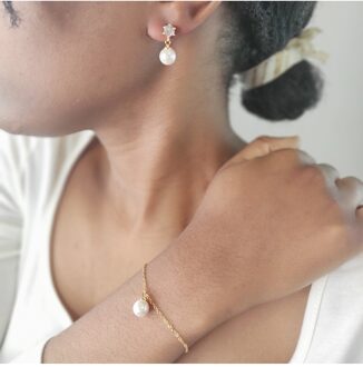 Pauline Crystal Pearl-set en doos - Kristal Wit & Goud - One Size