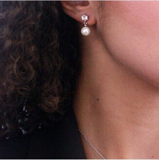 Pauline oorbellen - Oostenrijkse parel van zeer hoge kwaliteit Wit Zilver - One Size