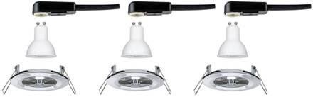 Paulmann 3-set spot Nova rond, IP44, dimb., chroom chroom / zilver