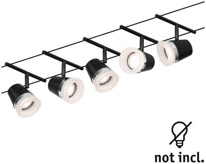 Paulmann Cone kabelsysteem basisset 5-lamps zwart mat zwart