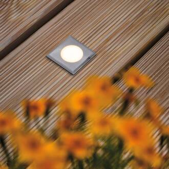 Paulmann House grondspot lamp IP65 hoekig vlak geborsteld roestvrij staal