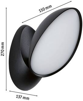 Paulmann LED buiten wandlamp Batona, antraciet 27 cm aluminium IP44