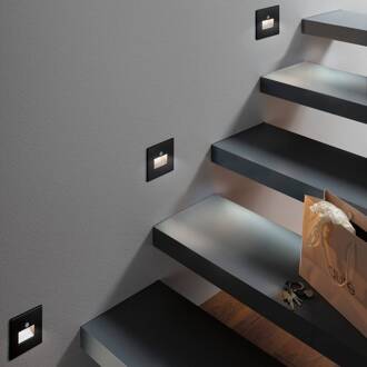 Paulmann LED-sensor wand inbouwlamp Edge Quadro zwart 8 cm zwart mat