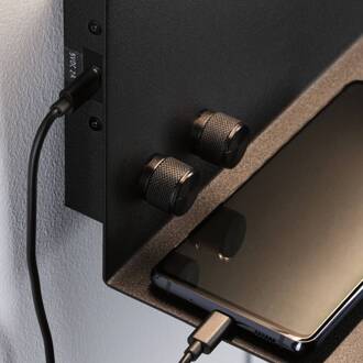 Paulmann LED wandlamp Jarina zwart 35 cm legplank USB-poort zwart mat