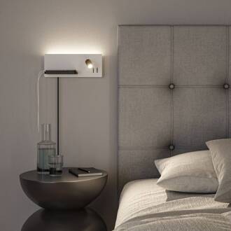 Paulmann LED wandlamp Serra, links, USB-C, wit/zwart wit mat, zwart mat