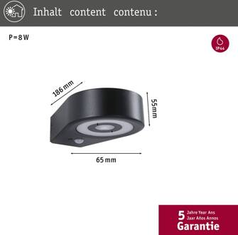 Paulmann LED wandlamp Silma antraciet 1-lamp IP44