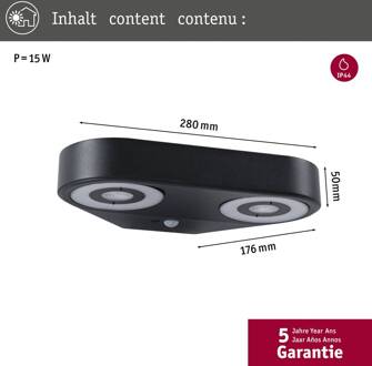 Paulmann LED wandlamp Silma antraciet 2-lamps IP44