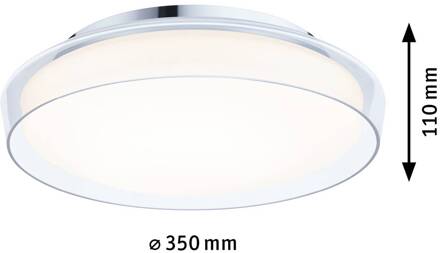 Paulmann Luena LED plafondlamp, IP44, chroom, Ø 35 cm chroom, helder, gesatineerd