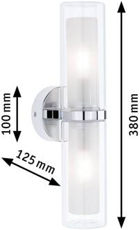 Paulmann Luena wandlamp IP44 chroom E14 2-lamps chroom, helder, gesatineerd
