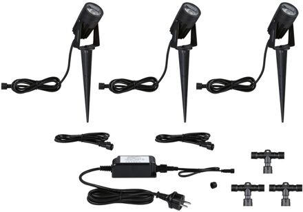 Paulmann Outdoor Link & Light Prikspots Zwart Set 3,5w 3 Stuks