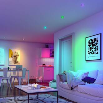 Paulmann Smart LED inbouwlamp Base Coin ijzer Ø9cm RGBW 3-pack geborsteld ijzer