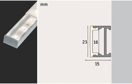 Paulmann Square profiel, alu, diffusor gesatineerd gesatineerd aluminium