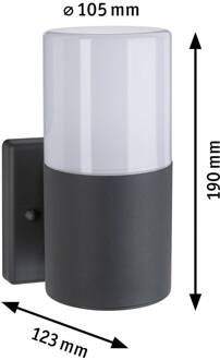 Paulmann Tubs buitenwandlamp, dimbaar mat donkergrijs, wit