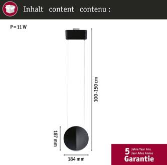Paulmann URail-pendel Alejandro zwart 4.000 K 3-traps dimbaar zwart mat