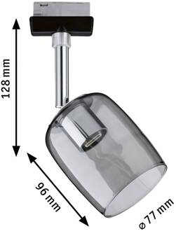 Paulmann URail Spot Blossom zwart, rookglas zwart, rokerig grijs-transparant