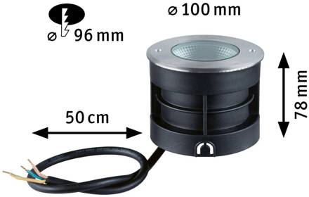 Paulmann Vanea LED inbouwlamp IP67, Ø 10cm aluminium