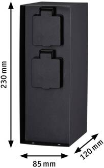 Paulmann wandcontactdooszuil Rio 2-voudig schakelklok antraciet