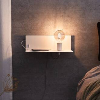 Paulmann wandlamp Devara, wit, 40 cm E27 USB-poort wit mat