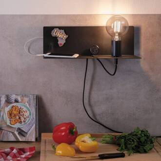 Paulmann wandlamp Devara, zwart 40 cm E27 USB-poort zwart mat
