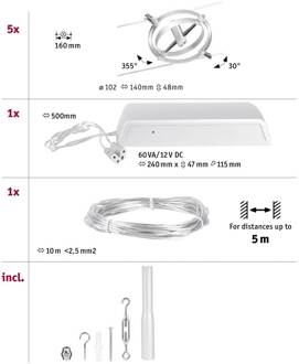 Paulmann Wire Cardan kabelsysteem, 5 m, chroom mat chroom