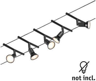 Paulmann Wire Salt kabelsysteem 5-lamps 5 m zwart mat zwart