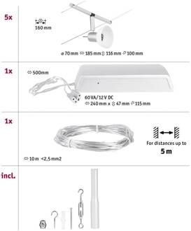 Paulmann Wire Sheela kabelsysteem, 5 m, chroom mat chroom