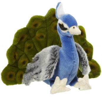 Pauw - blauw/groen - 24 cm - pluche dieren knuffels - Pauwen - Vogel knuffels Multikleur