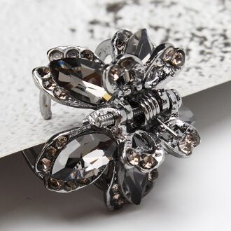 Pauw Haar Klauwen Voor Vrouwen Vintage Haar Sieraden Charm Big Rhinestone Crystal Krab Clip Bruiloft Haar Accessoires grijs