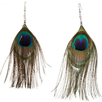 Pauwenveren carnaval verkleed accessoires - dames - oorbellen - sieraden - dieren thema Multi
